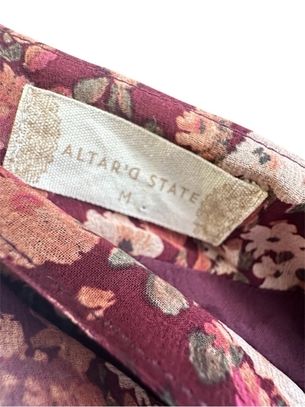 Altar'd State Floral Skirt in Burgundy and Pink - Picture 5 of 6